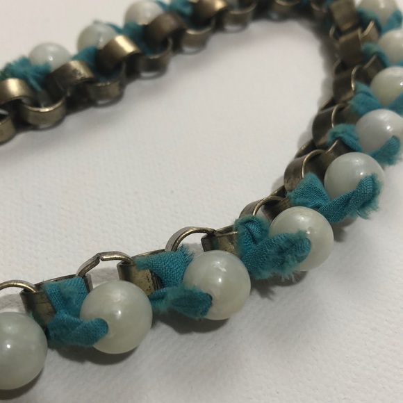 J CREW Circle Link Fabric Metal Bead Necklace - Picture 7 of 7